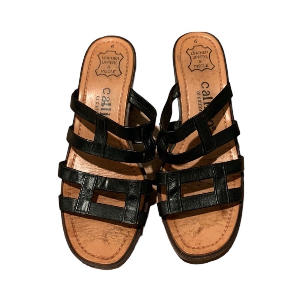 Callisto Of California Leather Heeled Sandals in Black